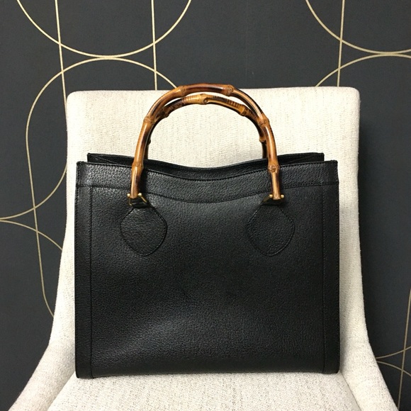 Authentic Gucci Diana tote bag black leather bamboo handles - Picture 1 of 16